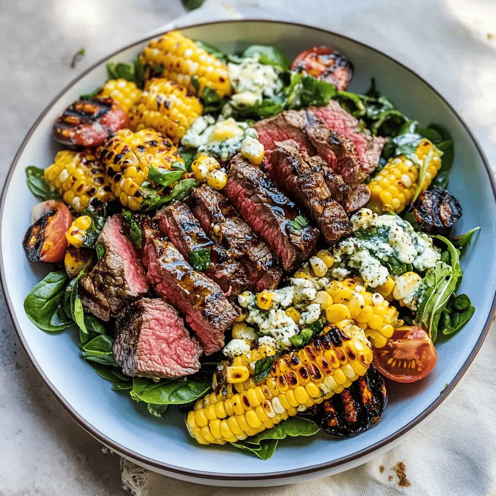 Fresh and flavorful, this Balsamic Steak Gorgonzola Salad with Grilled Corn is perfect for summer dining! Tender steak, creamy gorgonzola, and sweet grilled corn come together for a delicious and satisfying meal. Ideal for gatherings, this salad is not only beautiful but packed with taste. Save this recipe for your next BBQ or family dinner!