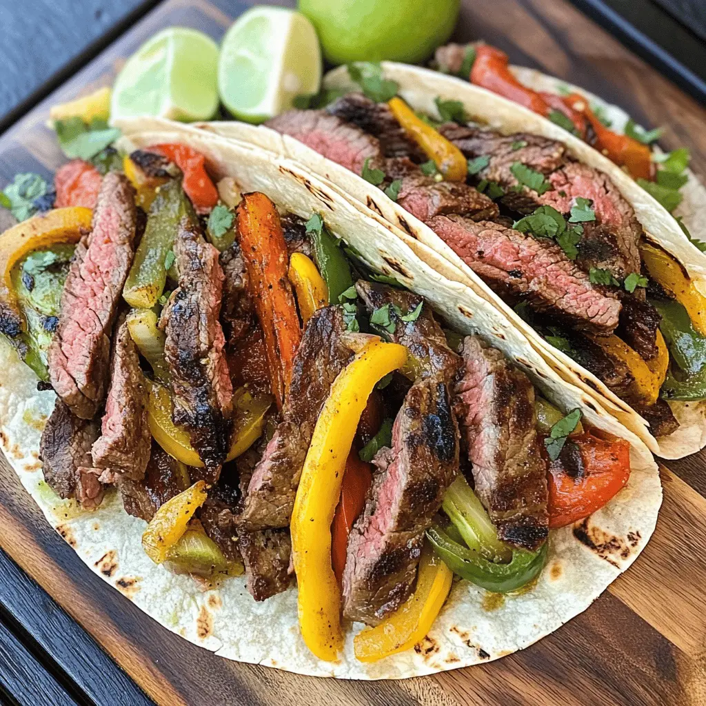 Get ready for a flavorful dinner with these Blackstone Steak Fajitas! Juicy marinated steak, vibrant bell peppers, and onions come together on a griddle for a delicious, smoky char. Perfect for taco night or a weeknight feast, these fajitas are easy to make and incredibly satisfying. Save this recipe to impress your family and friends at your next gathering!
