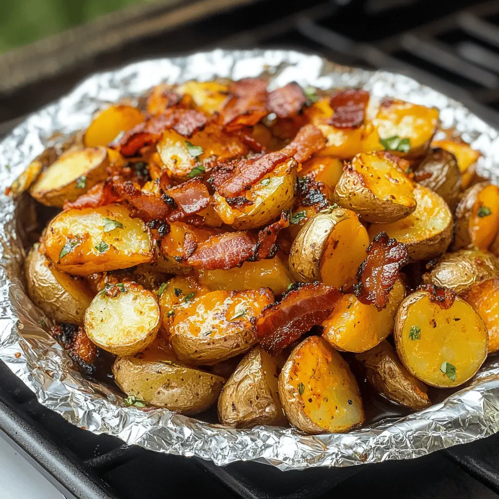 These Cheddar Bacon BBQ Grilled Potatoes are the perfect side dish for your next backyard barbecue! With crispy bacon, melty cheddar cheese, and smoky BBQ flavors, these potatoes are sure to please any crowd. Easy to prepare and packed with flavor, they pair wonderfully with burgers or grilled chicken. Save this recipe for a delicious addition to your warm-weather gatherings!
