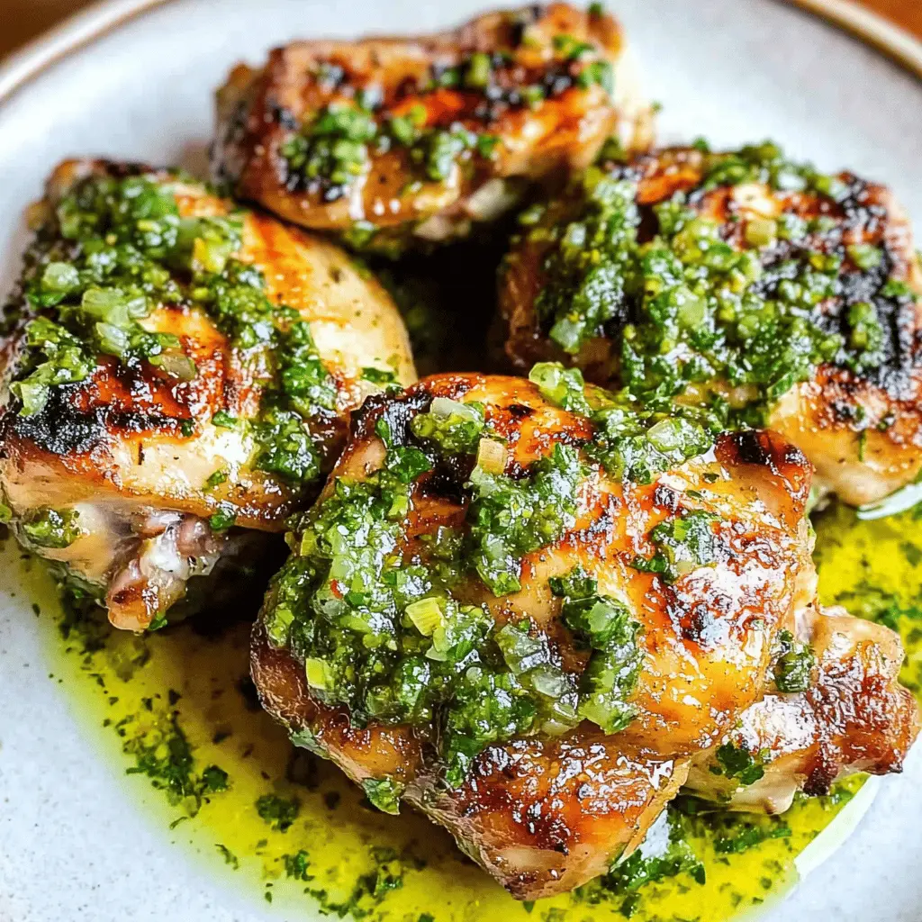 Fire up your dinner plans with these Chimichurri Chicken Thighs! Juicy, tender chicken thighs marinated in a vibrant chimichurri sauce bring a burst of flavor to your table. Perfect for summer BBQs, meal prep, or a cozy family dinner. Save this delicious recipe now for your next culinary adventure!