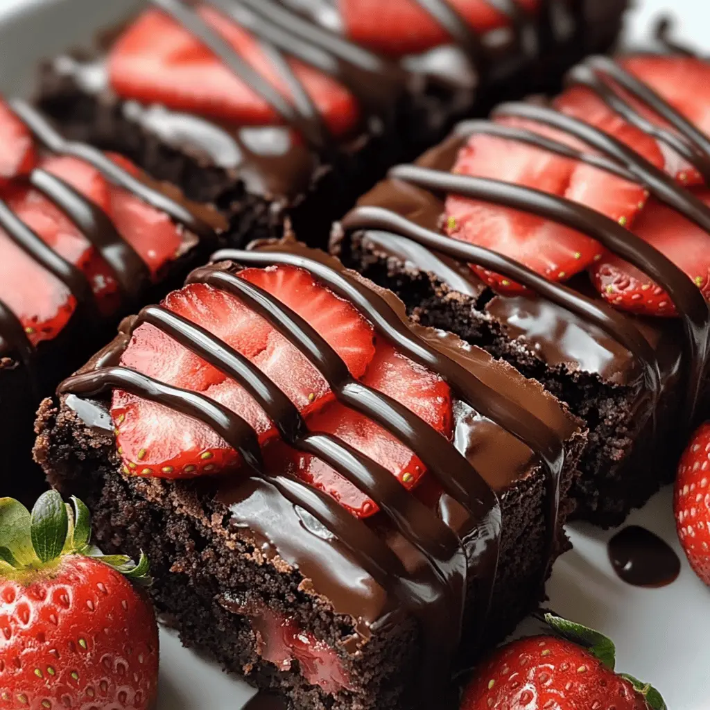These Chocolate Covered Strawberry Brownies are a delightful treat that perfectly combines rich chocolate and fresh strawberries! This decadent dessert features fudgy brownies topped with luscious chocolate and juicy strawberry slices. Ideal for any occasion, whether it's a party or a cozy night in. Save this recipe for a sweet indulgence you'll want to make again and again!
