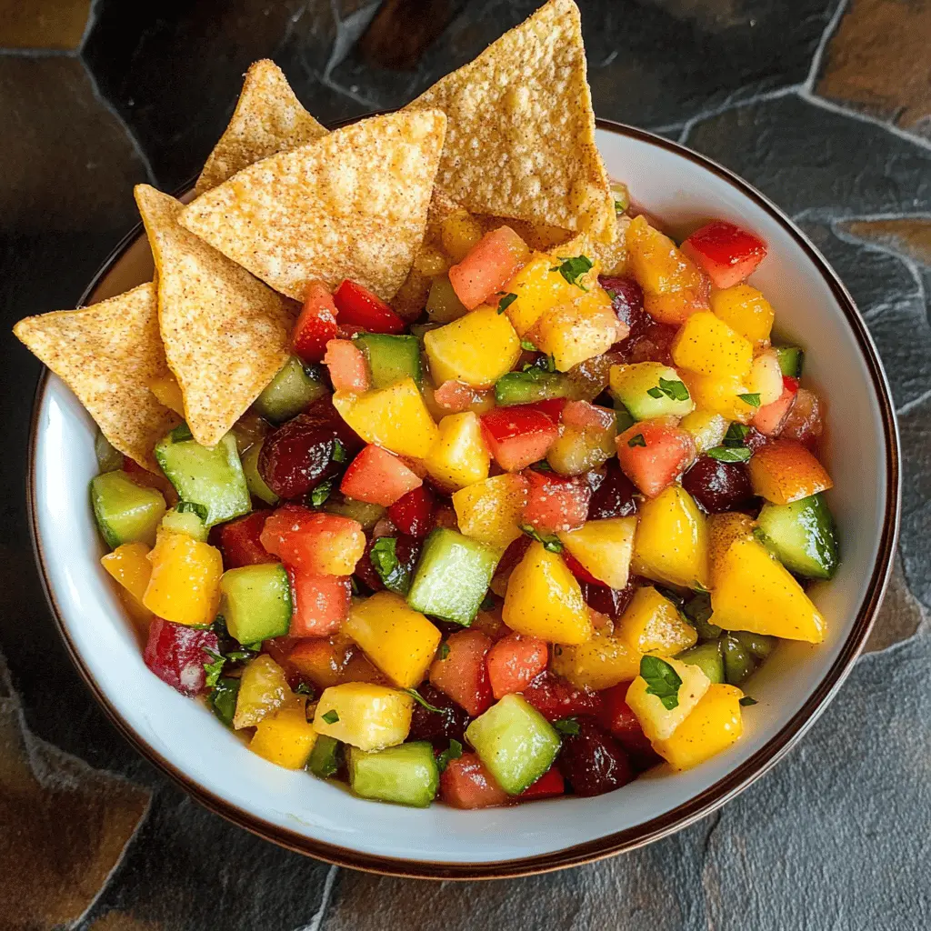 Brighten your snack time with this delightful Fruit Salsa paired with crisp Cinnamon Chips! Bursting with fresh fruits like strawberries, kiwi, and mango, this easy recipe is perfect for gatherings or cozy nights at home. The sweet cinnamon chips add a crunchy twist that makes every bite irresistible. Save this pin for a vibrant treat that everyone will love!