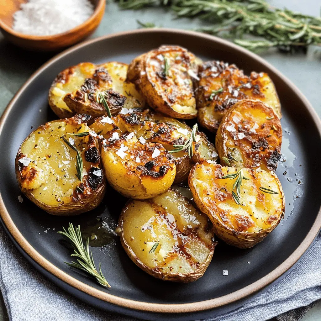 These Grilled Garlic Rosemary Smashed Potatoes will be the star of your next cookout! Packed with the bold flavors of garlic and fragrant rosemary, these crispy potatoes are perfect for sharing with friends and family. Easy to prepare and great for summer gatherings, don’t forget to save this recipe for your next barbecue!