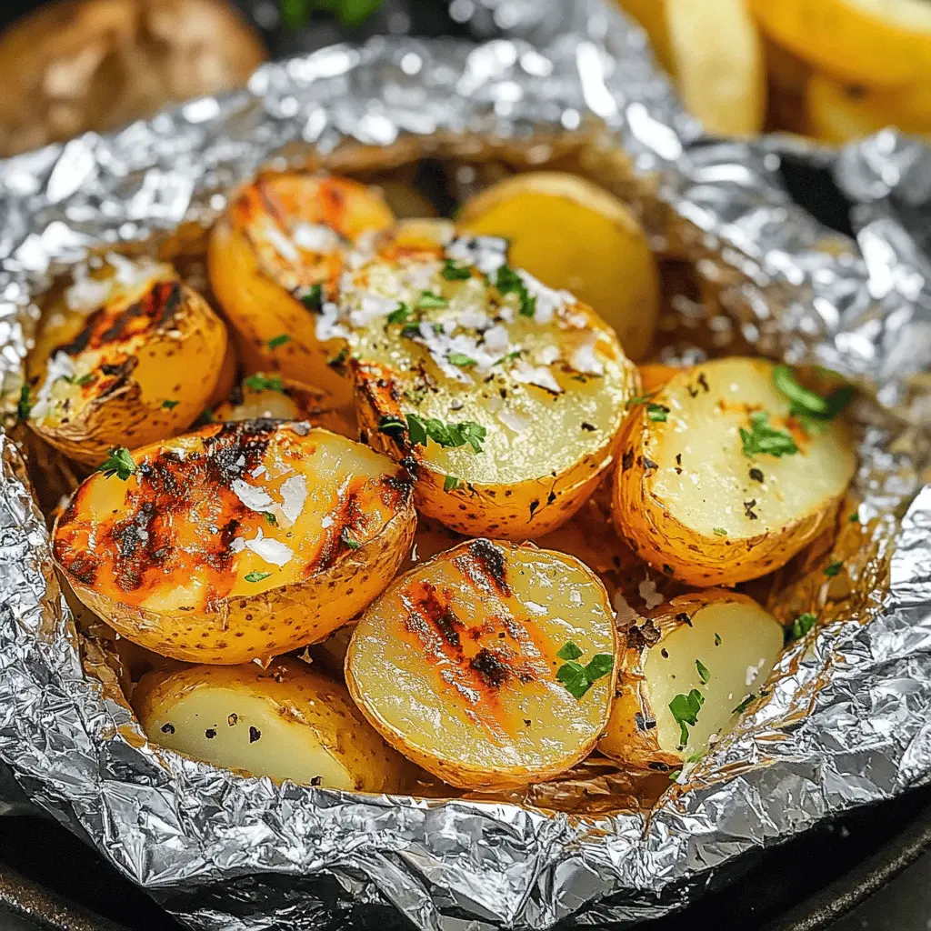 Get ready for the easiest and most flavorful Grilled Potatoes in Foil! These potato packets are loaded with delicious seasonings and fresh herbs, making them the perfect side dish for any summer BBQ. Simply season, wrap, and grill for perfectly tender and crispy potatoes every time. Save this recipe for your next cookout; your guests will love them!