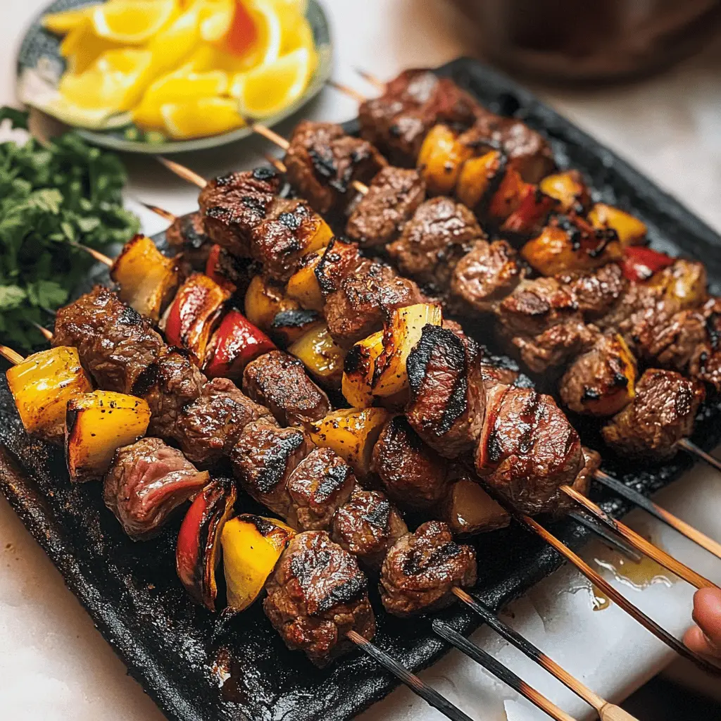 Fire up your grill for these mouthwatering Grilled Steak Kabobs! Packed with juicy steak and colorful vegetables, these kabobs are perfect for summer barbecues or a quick weeknight dinner. The tender chunks of marinated beef and fresh veggies make every bite delightful. Save this recipe for your next gathering and treat your family to a flavorful feast!