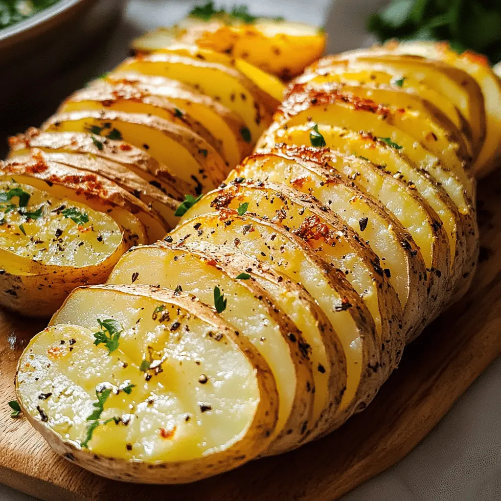 Get ready for a delicious side dish with these sliced baked potatoes! Crispy on the outside and fluffy inside, they're seasoned to perfection with herbs and spices. Perfect for family dinners or game day gatherings, these baked potatoes will quickly become a favorite. Save this recipe to impress your guests with a simple yet flavorful treat!