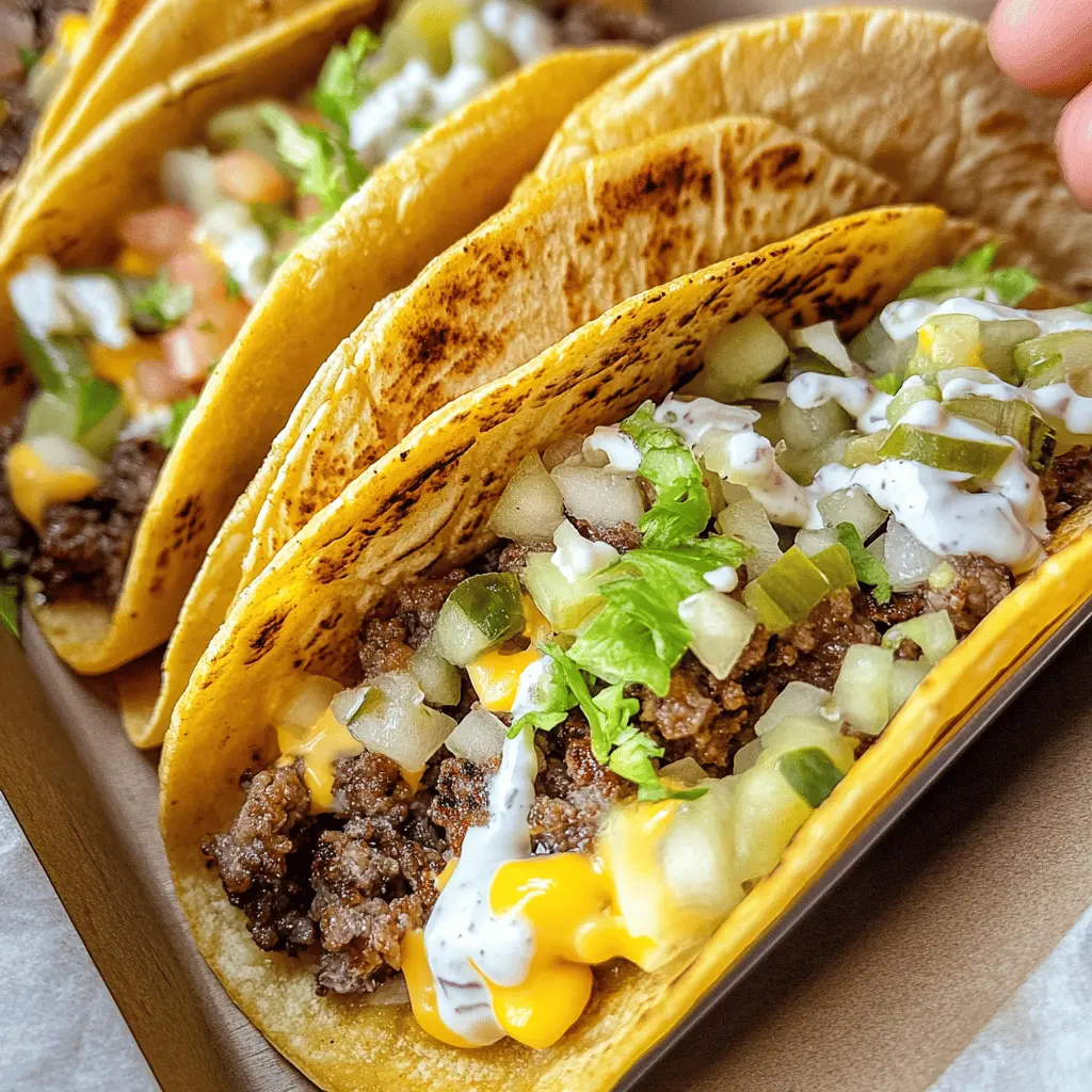 Get ready for a flavor-packed twist on taco night with these Smash Burger Tacos! Juicy beef patties are perfectly smashed and seasoned, then layered with all your favorite taco toppings. Perfect for game day or a cozy dinner, these tacos are a fun and delicious way to satisfy your cravings. Save this recipe for a tasty meal that will impress your family and friends!