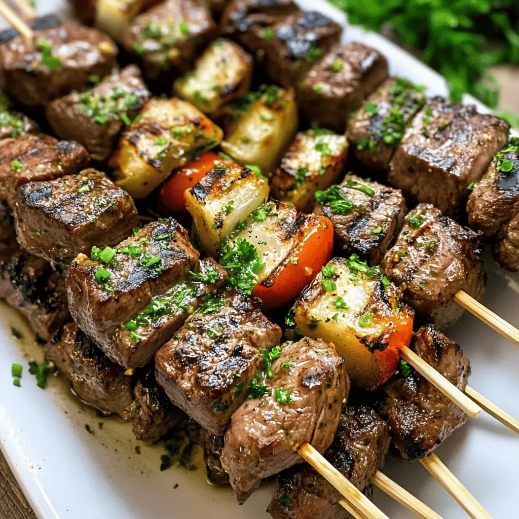 Get ready for a mouthwatering treat! These Steak Kabobs with Garlic Butter are perfect for summer grilling. Tender marinated steak is skewered with vibrant veggies and brushed with rich garlic butter for a flavor explosion. Ideal for backyard barbecues or weeknight dinners—save this recipe for your next delicious meal!