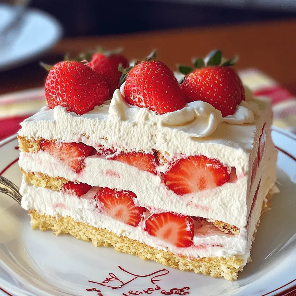Creamy, refreshing, and oh-so-simple! This no-bake Strawberry Icebox Cake layers sweet strawberries, fluffy whipped cream, and crunchy graham crackers for the perfect treat. Ideal for warm days and gatherings, it's a dessert everyone will love. Save this delightful recipe to impress family and friends at your next barbecue or picnic!