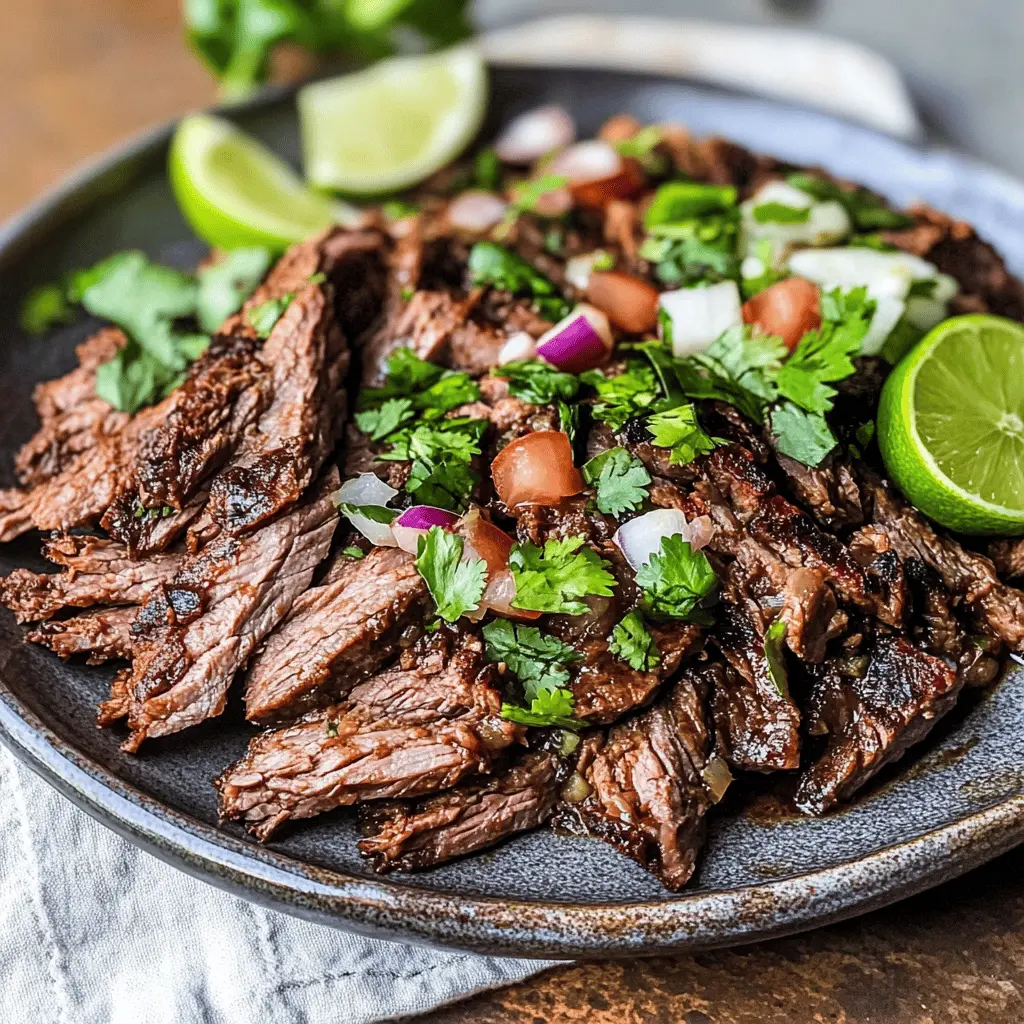 Looking for the ultimate carne asada recipe? This dish features marinated, grilled steak bursting with bold flavors, perfect for tacos or a flavorful dinner. With simple, fresh ingredients like lime juice, garlic, and cilantro, it’s easy to make and sure to impress. Save this recipe for your next gathering or family dinner!