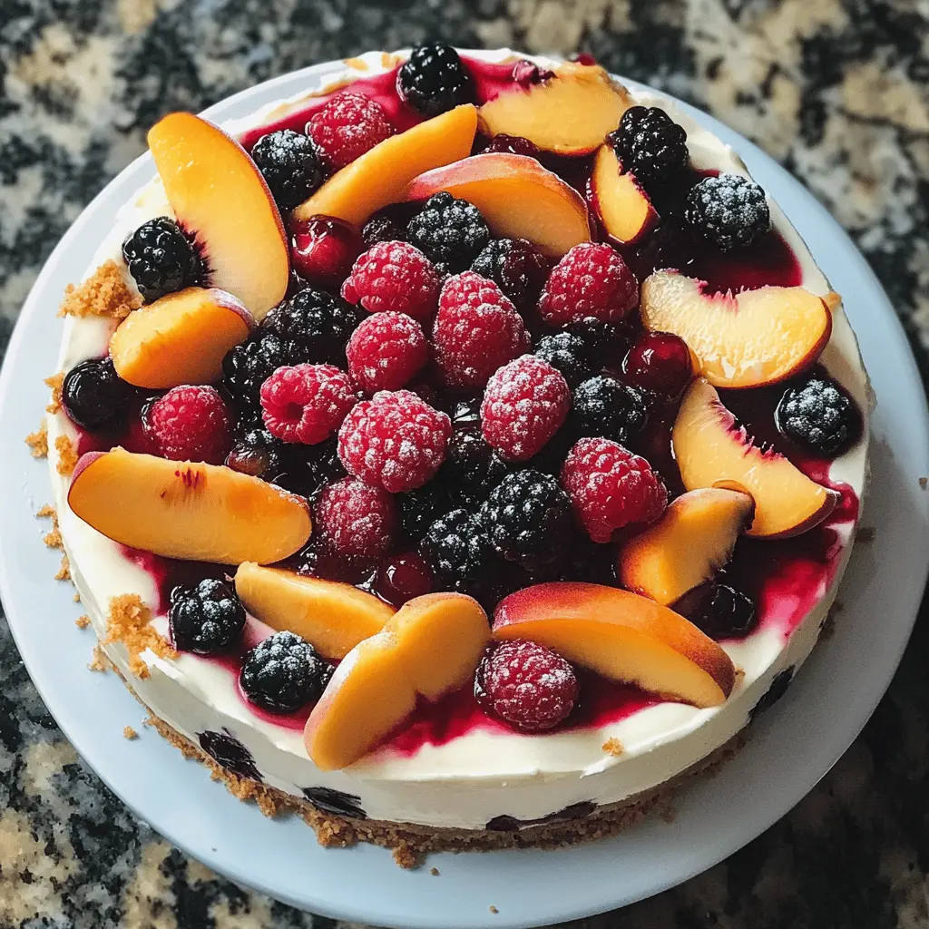 Easy Summer Berry and Peach Cheesecake Recipe