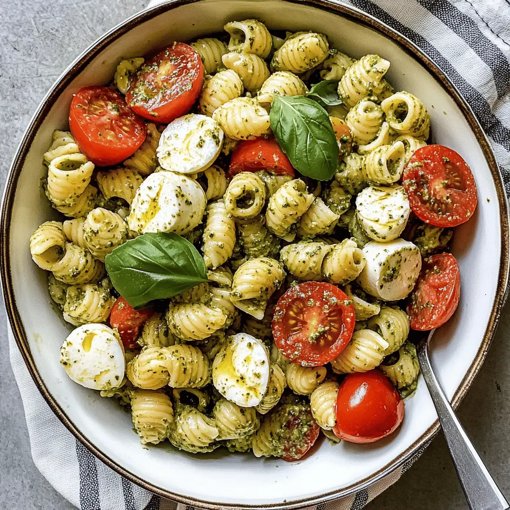 Light and Creamy Pesto Caprese Pasta Salad Recipe