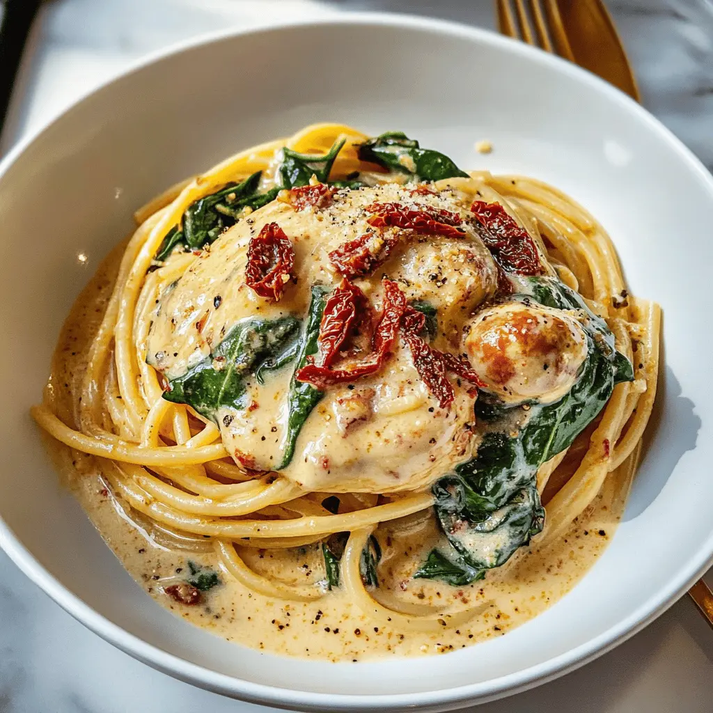 Creamy Sun-Dried Tomato Spaghetti with Spinach