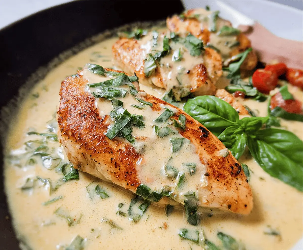 Easy Creamy Basil Chicken Breasts Recipe