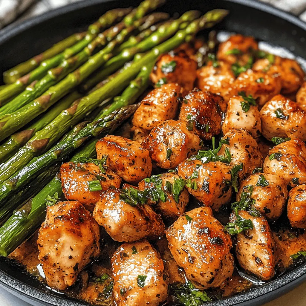 Easy Garlic Butter Chicken Bites with Asparagus