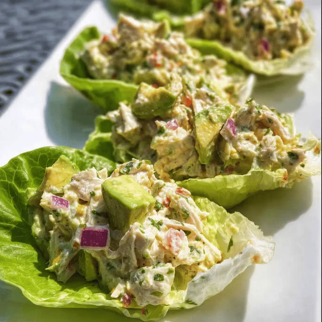 Easy Avocado Chicken Salad Lettuce Wraps