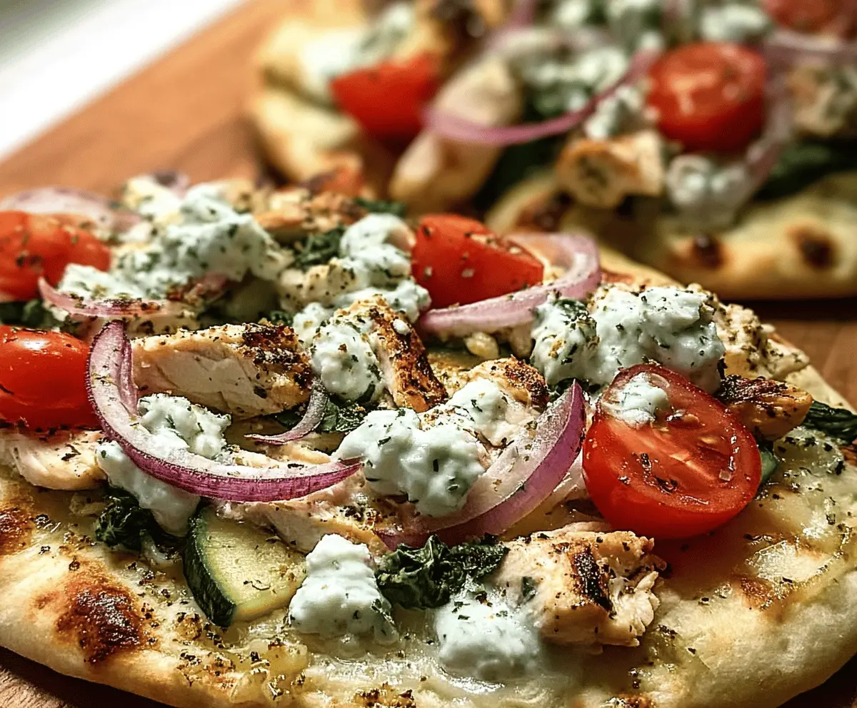 Easy Tzatziki Chicken and Veggie Naan Pizza