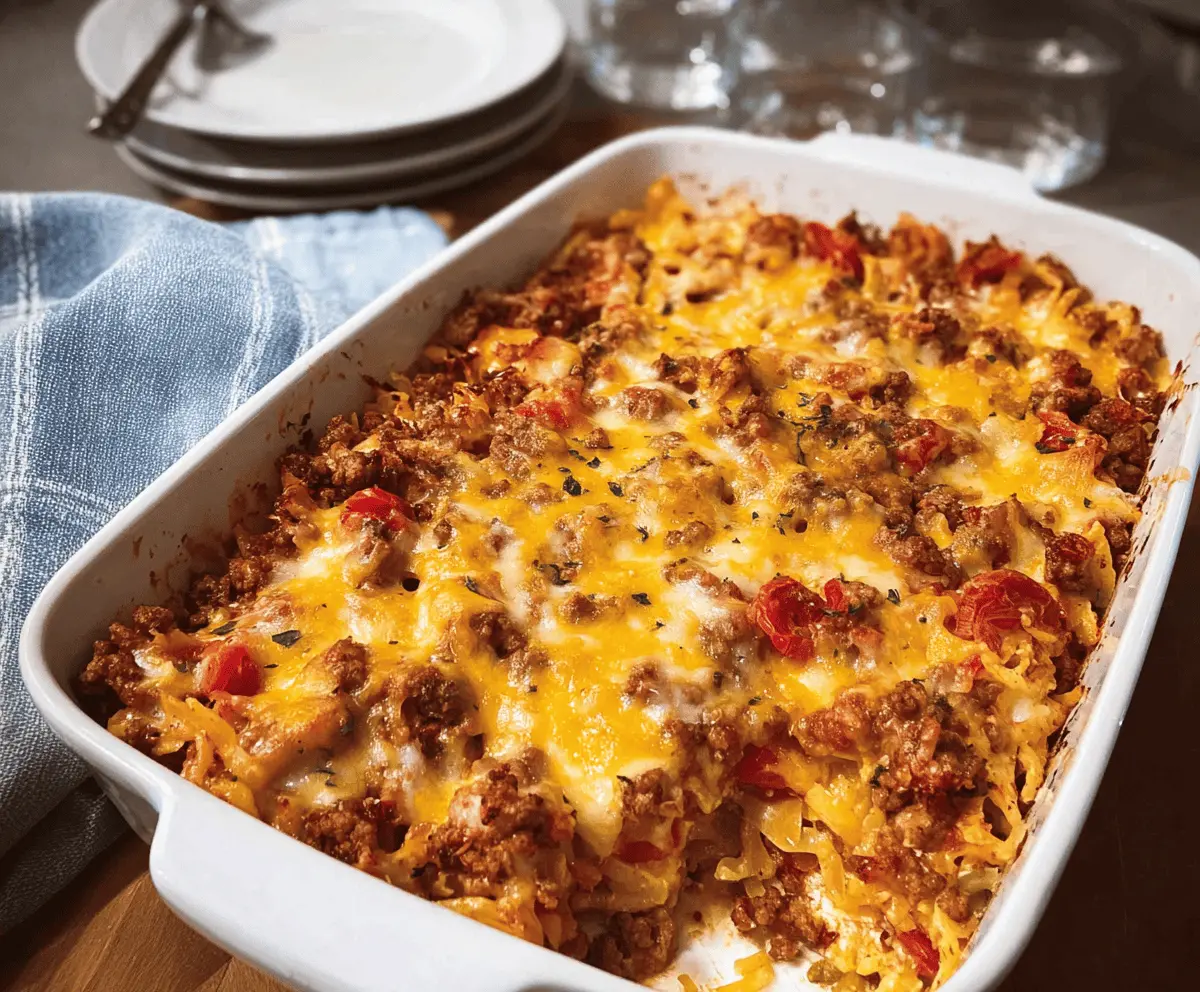 Easy Cheesy Hamburger Casserole Recipe