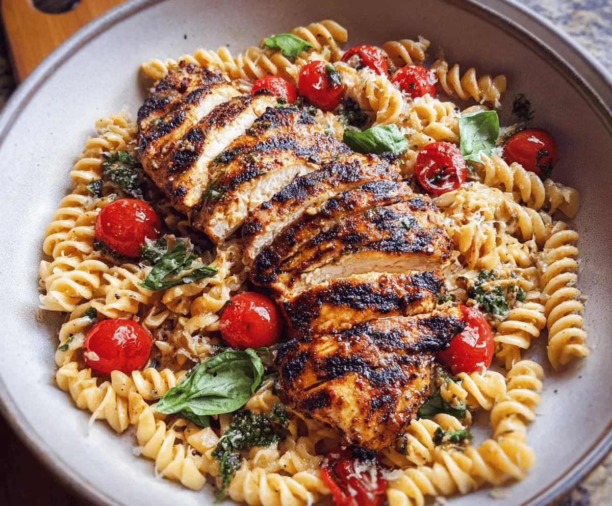 Easy Tomato Basil Pasta with Balsamic Grilled Chicken