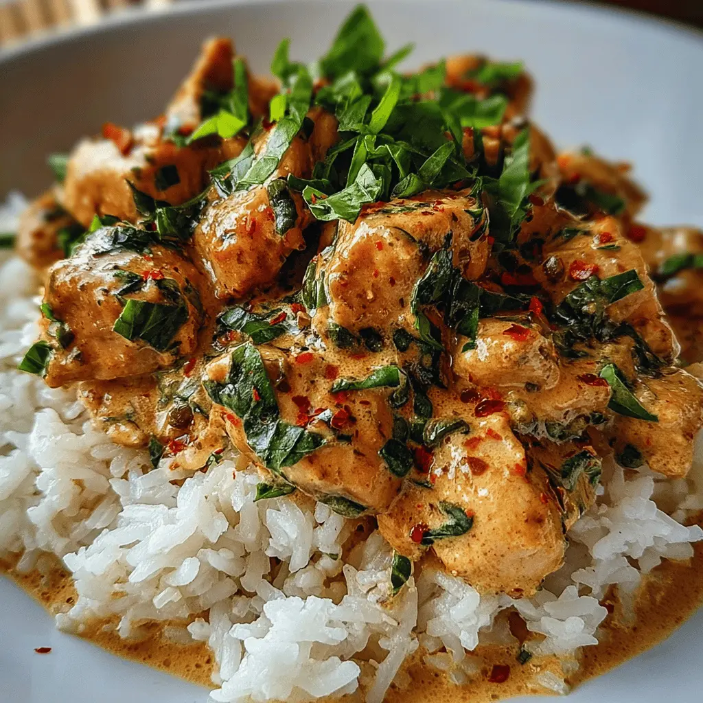 Easy Spiced Coconut Basil Chicken with Rice