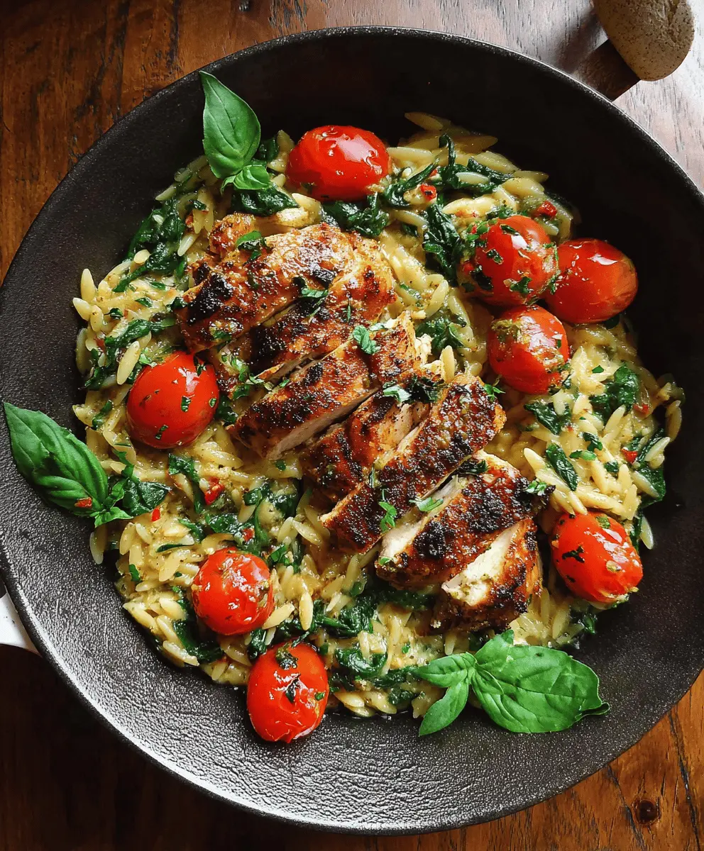 Easy Chicken Orzo with Spinach and Pesto
