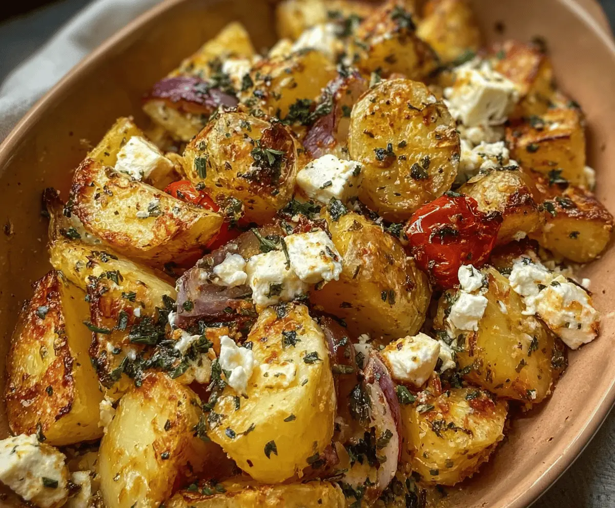 Easy Baked Feta Potatoes with Garlic and Herbs