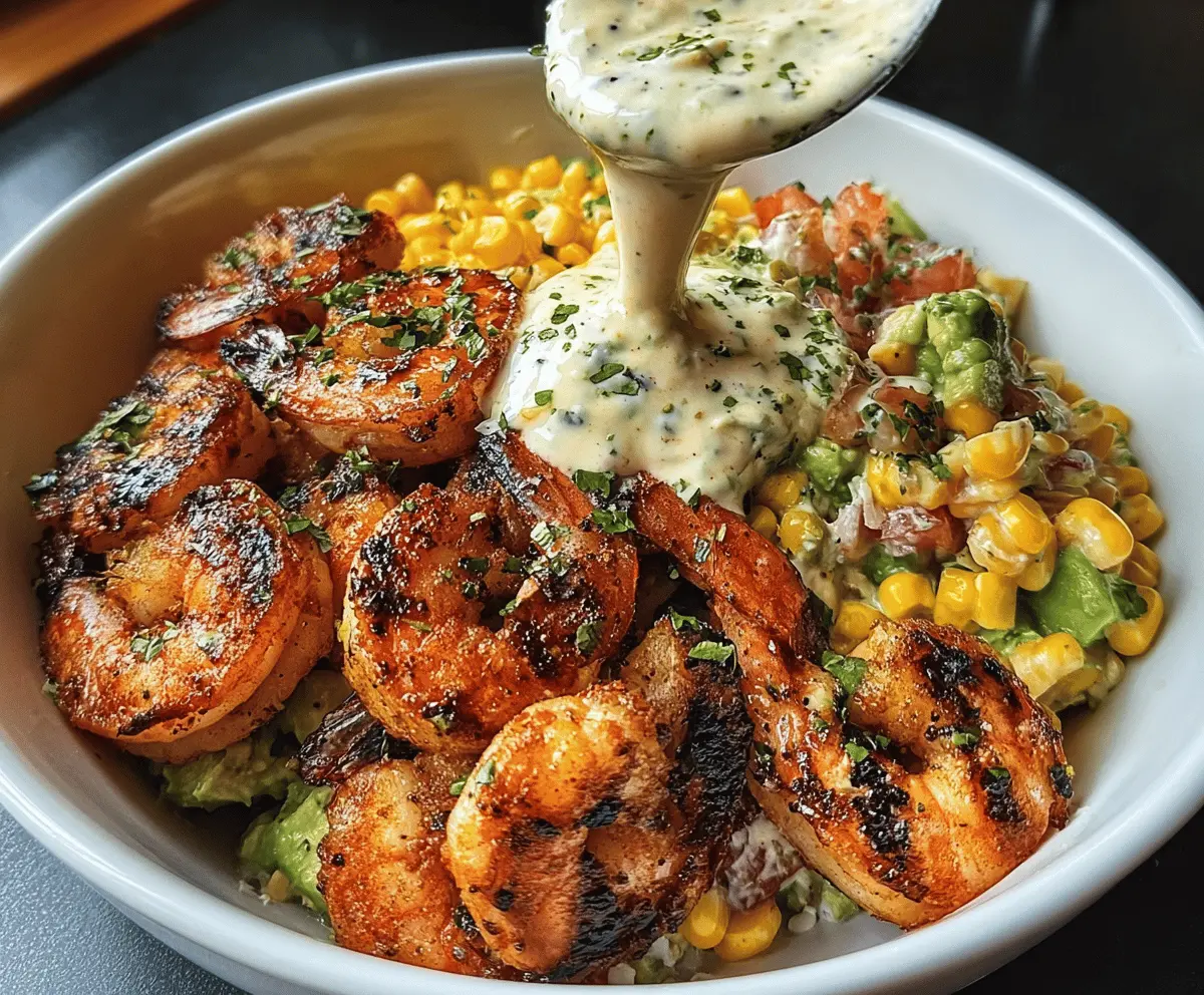 Healthy Grilled Shrimp Bowl with Creamy Garlic Sauce
