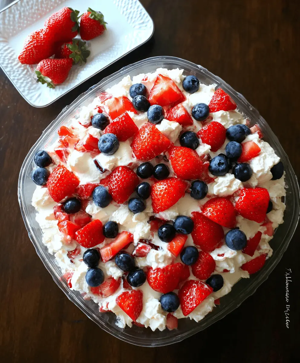 Easy Red White and Blue Cheesecake Salad Recipe
