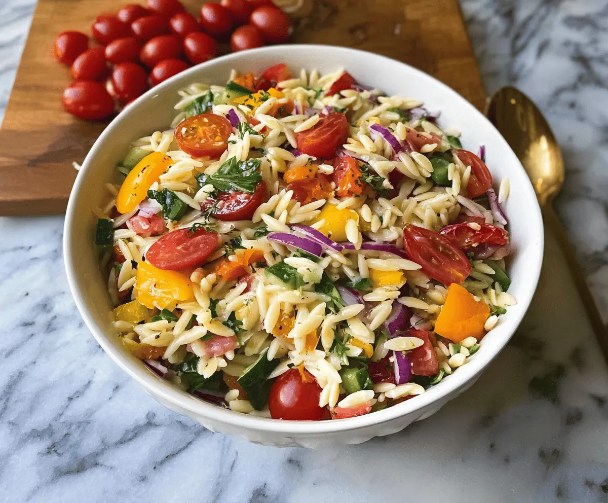 Healthy Rainbow Orzo Salad Recipe