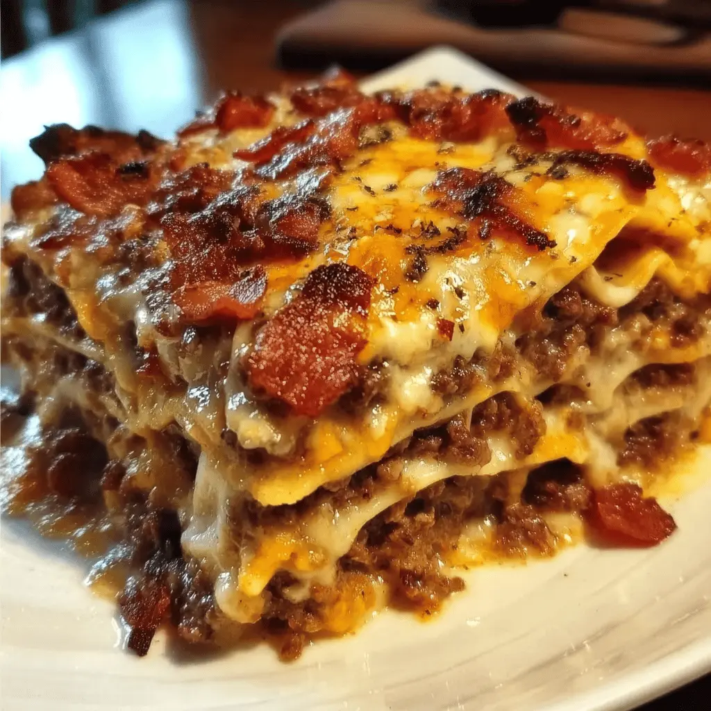 Cheesy Parmesan Garlic Bacon Cheeseburger Lasagna