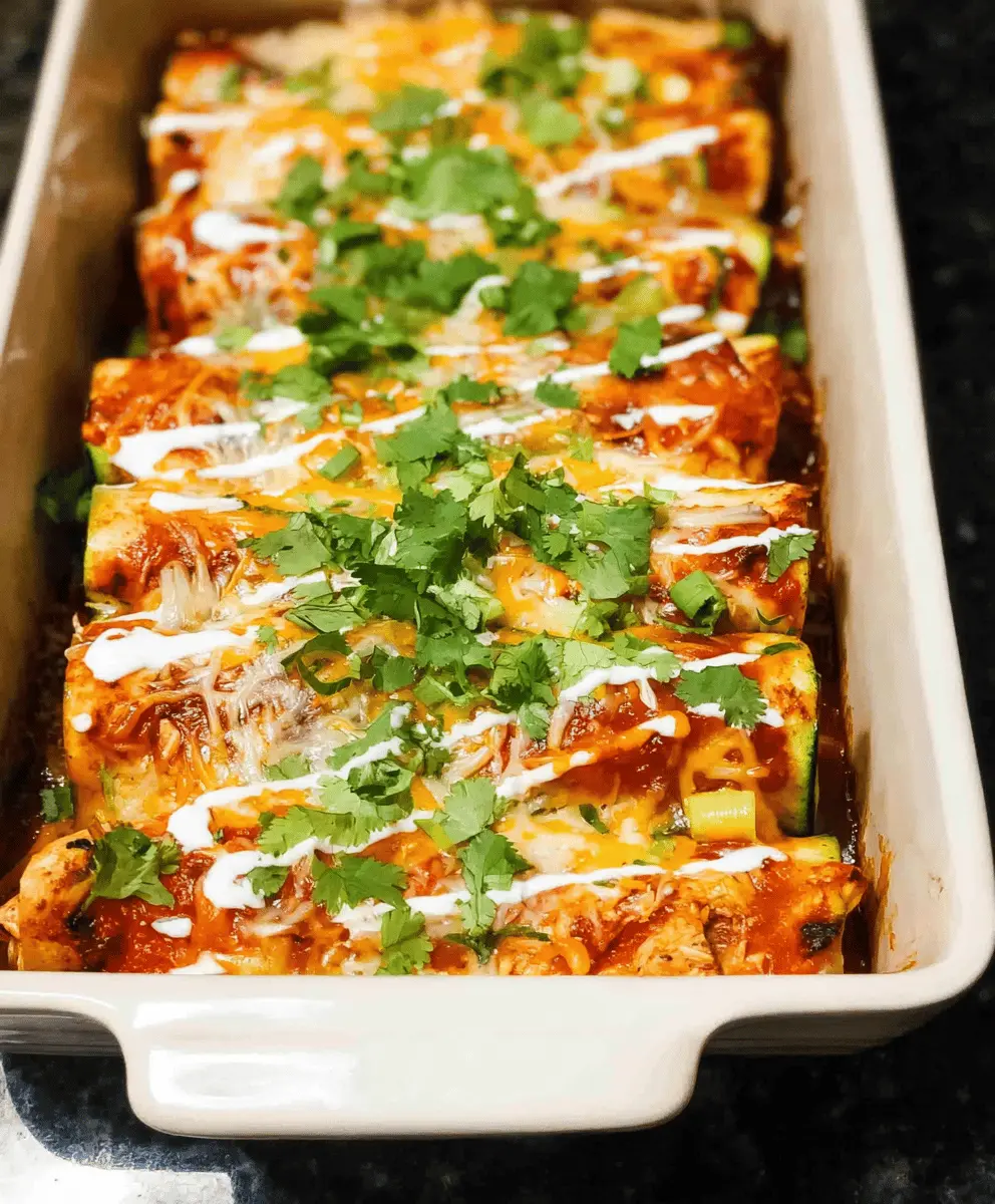 Cheesy Keto Chicken Enchiladas with Zucchini