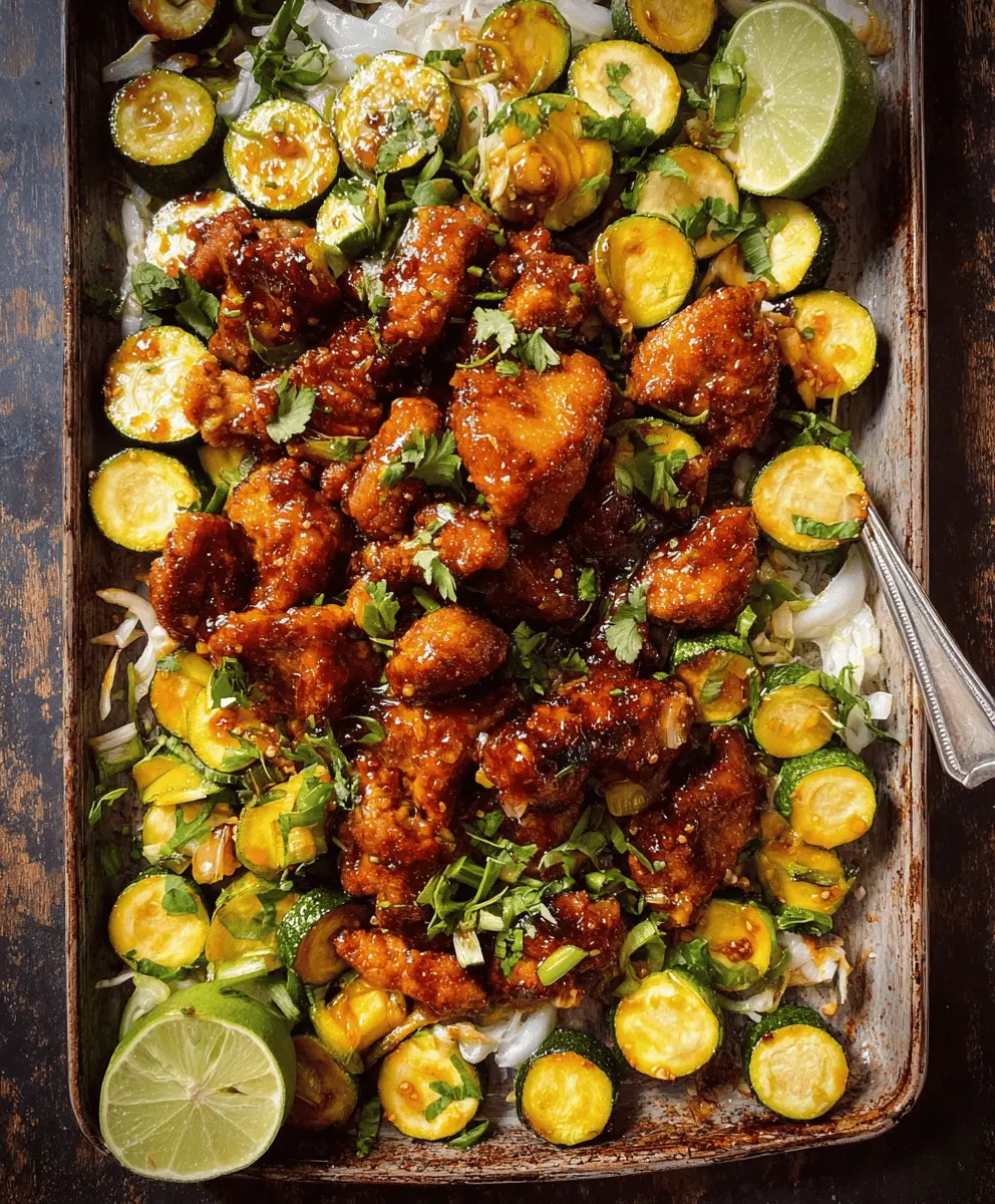 Easy Sheet Pan Hot Honey Garlic Chicken with Zucchini