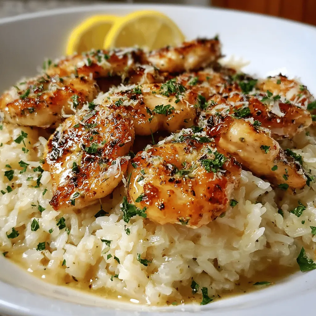 Easy Chicken Scampi with Garlic Parmesan Rice