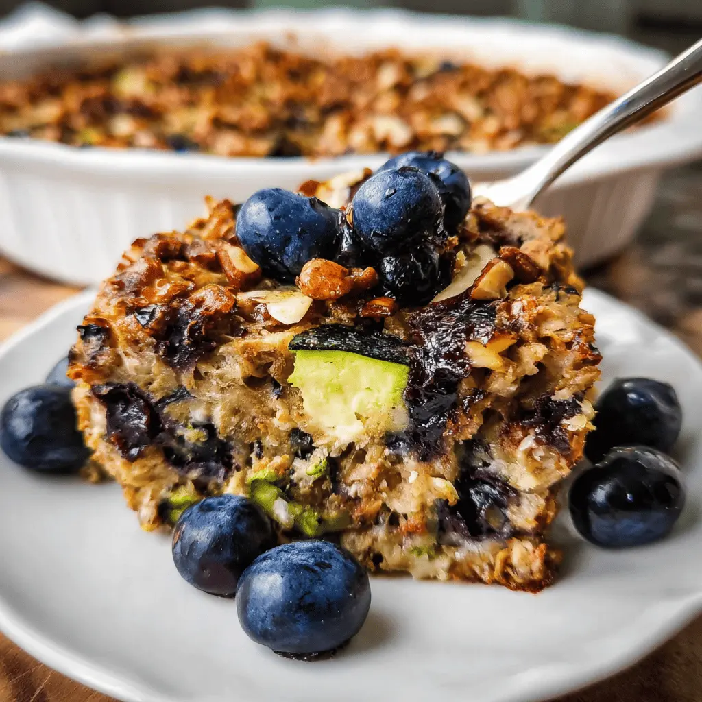 Healthy Zucchini Blueberry Baked Oatmeal Recipe