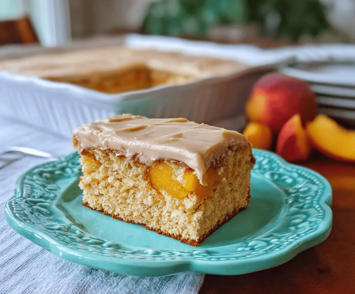 Moist Peach Cake With Brown Sugar Frosting