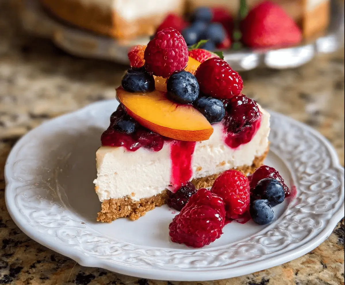 Easy Summer Berry and Peach Cheesecake Recipe