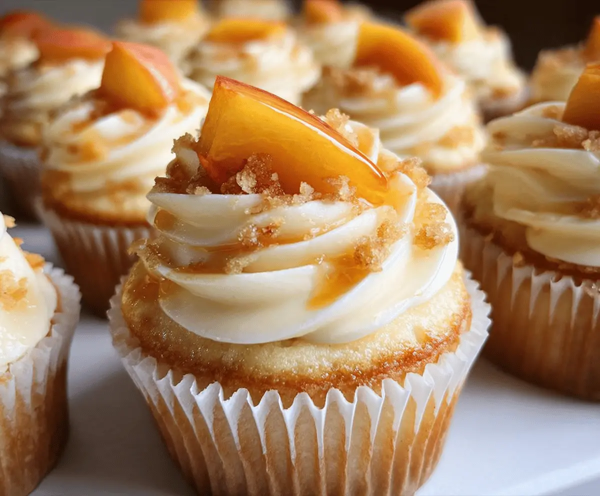 Creamy Peach and Honey Cheesecake Cupcakes