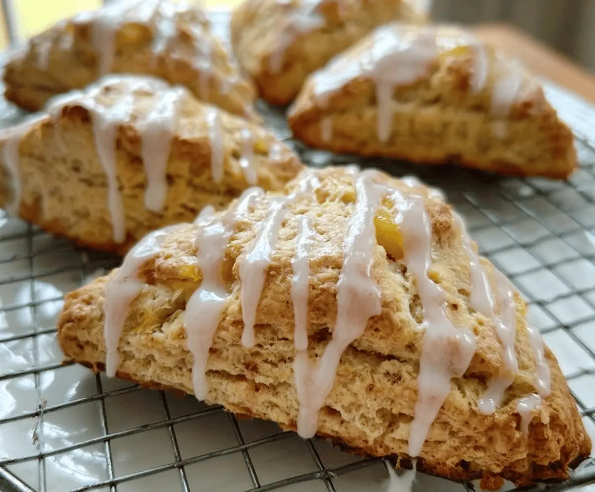 Easy Peach Pie Scones With Sweet Vanilla Glaze