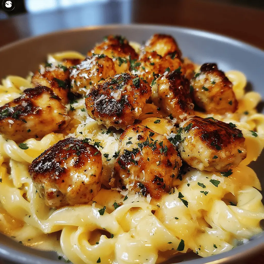Creamy Garlic Butter Chicken Bites with Parmesan Pasta