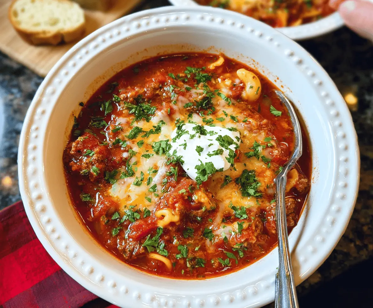 Easy Crockpot Lasagna Soup Recipe