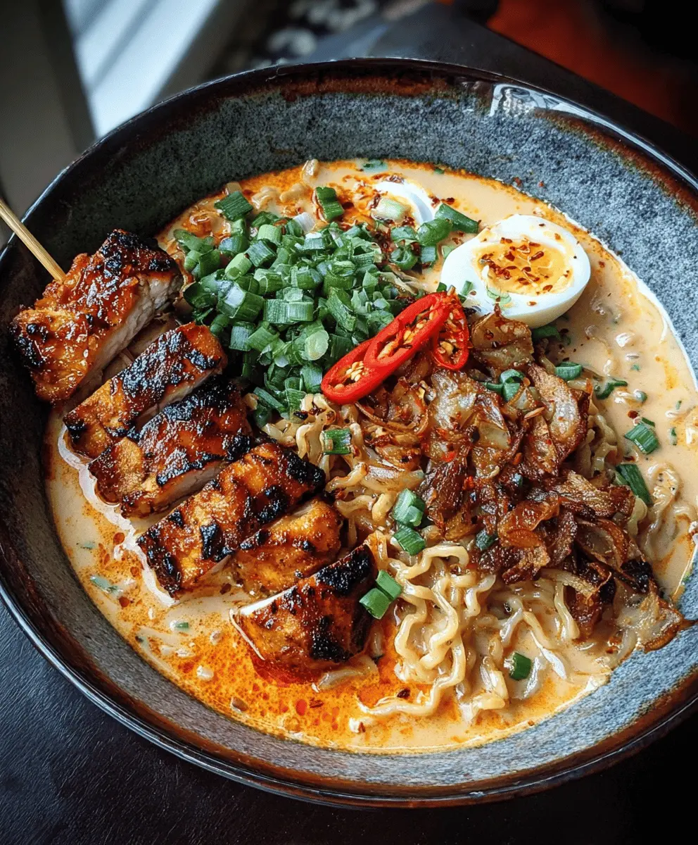 Fiery Chicken Ramen with Creamy Garlic Sauce Recipe
