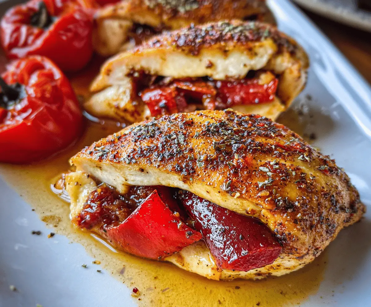 Easy Stuffed Chicken Breast with Roasted Peppers
