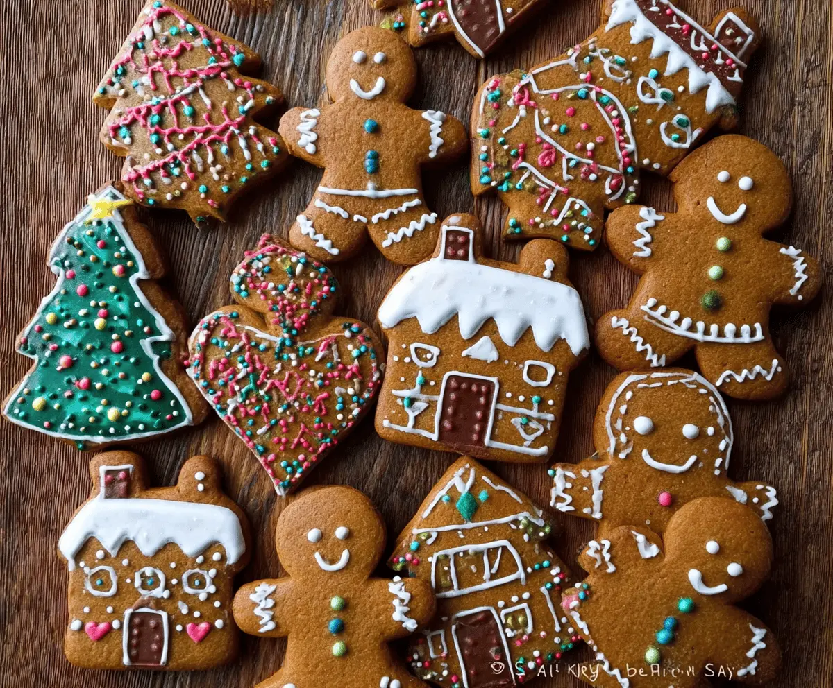 Delicious homemade gingerbread cookies decorated with icing and festive toppings for holiday celebrations