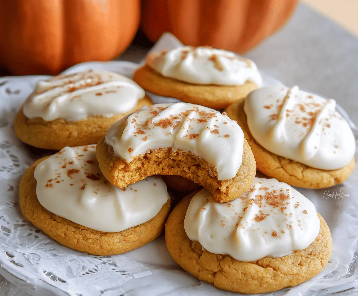 Delicious homemade Pumpkin Sugar Cream Cheese Cookies topped with cinnamon and sugar, perfect for fall treats.