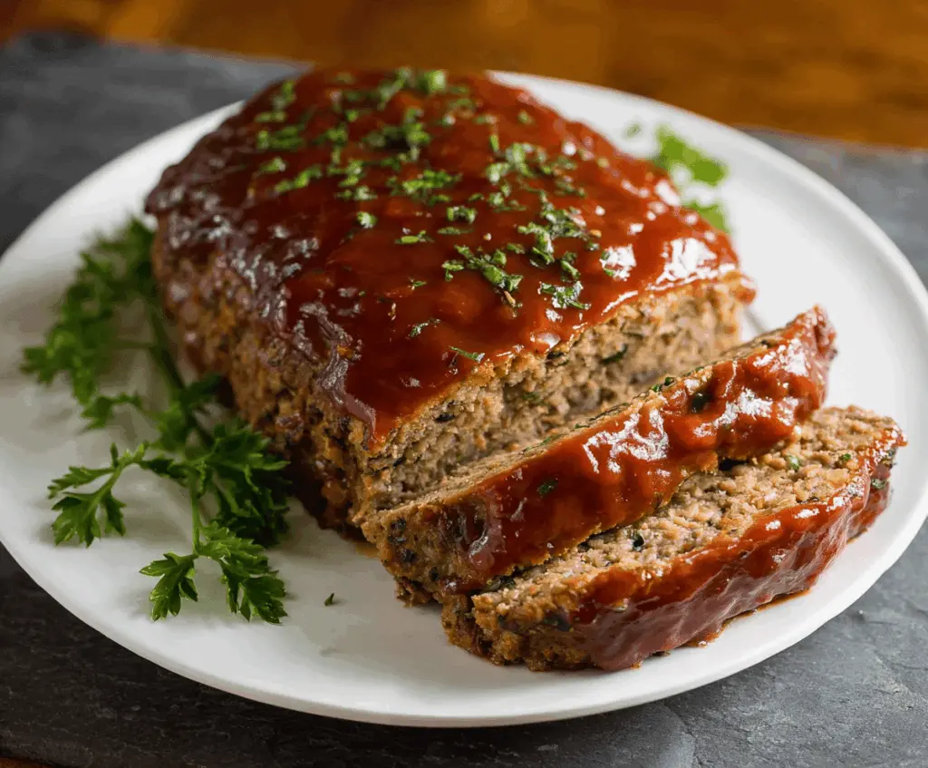 Delicious homemade Instant Pot meatloaf with savory glaze served on a plate