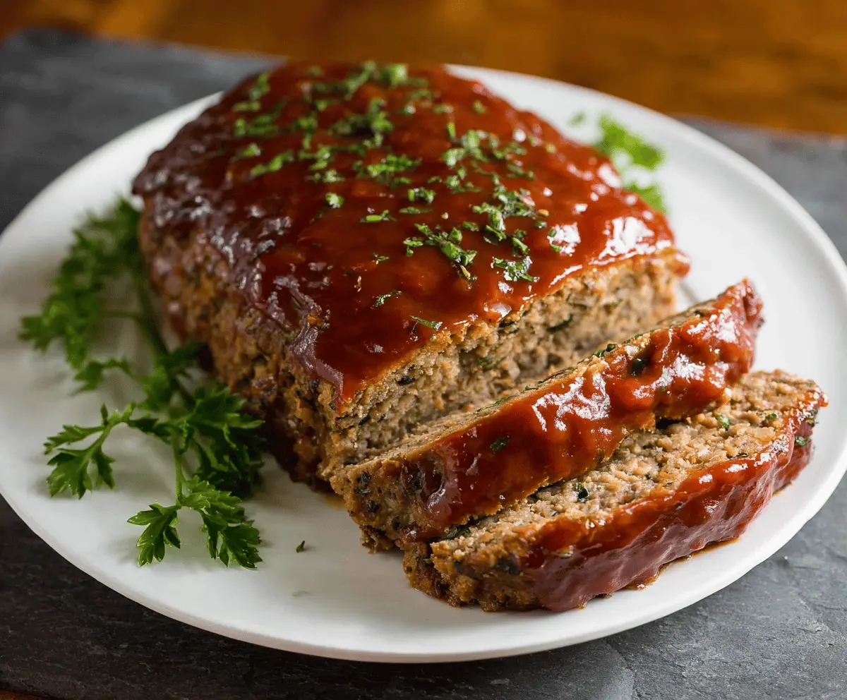 Delicious homemade Instant Pot meatloaf with savory glaze served on a plate