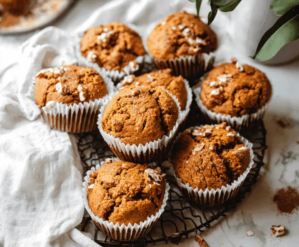 Delicious Maple Spice Pumpkin Muffins topped with cinnamon and glaze, perfect for fall breakfast or snack.