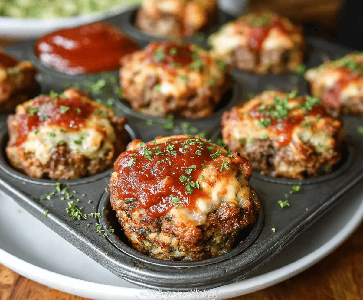 Delicious Muffin Tin Meatloaf served in individual portions with a golden brown crust and fresh herbs on top