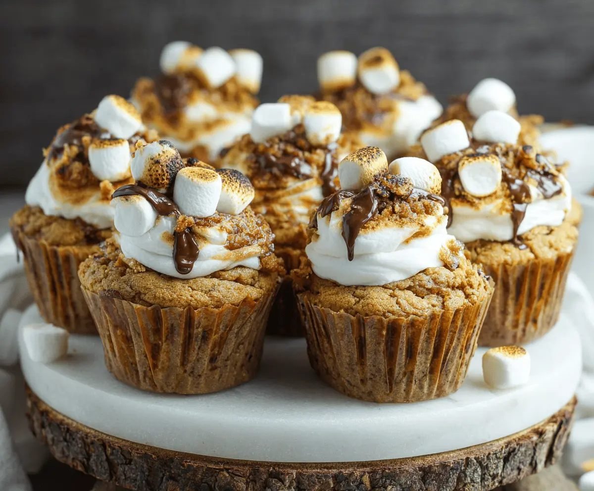 Delicious Pumpkin S'mores Muffins topped with marshmallows and chocolate chips, perfect for fall desserts
