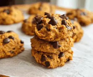 Delicious homemade sweet potato chocolate chip cookies with a golden-brown finish and melty chocolate chips, perfect for a healthy dessert snack.